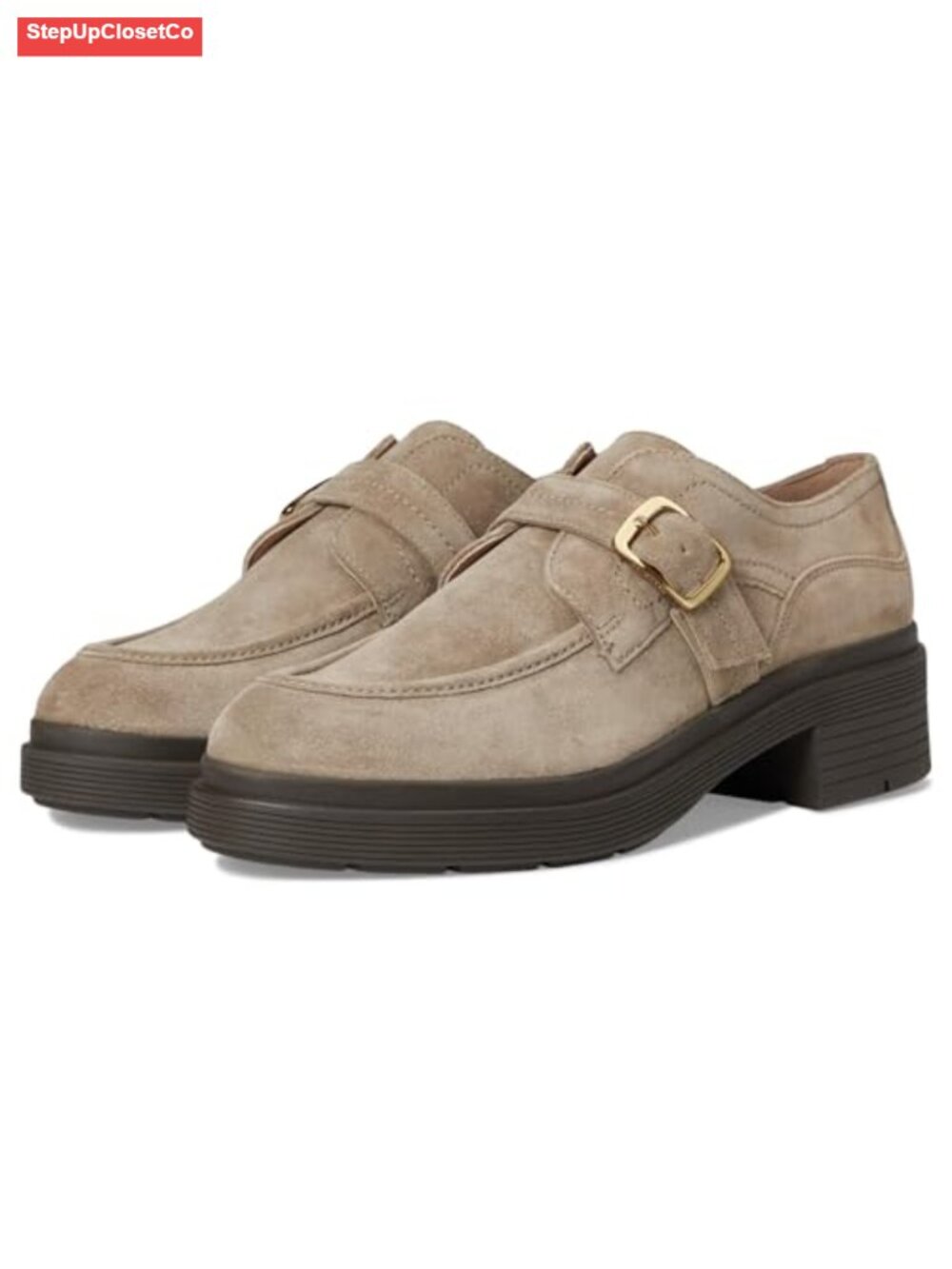 Women's Leather Monk Strap Oxfords Professional Work Shoes